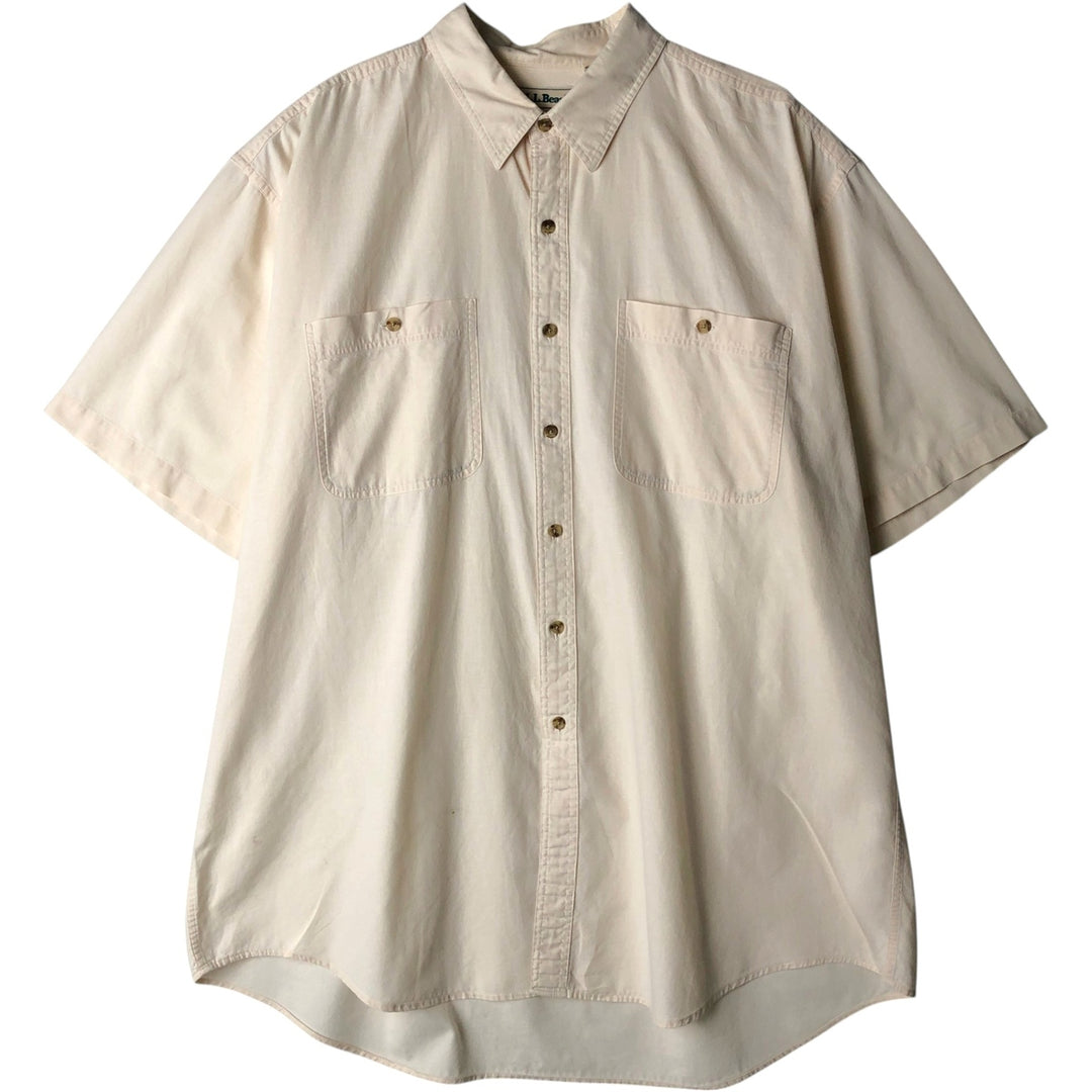 Vintage LLBean short-sleeved cotton shirt from the 1990s, men's size XL. cotton unbleached Vintage Second Hand