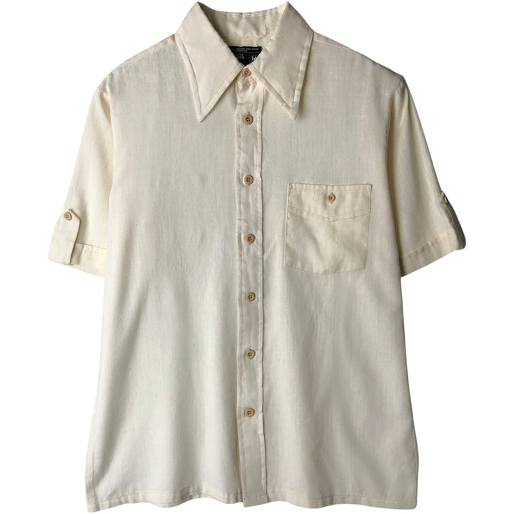 70s-80'S JCPenney Short-Sleeve Box Shirt, Men's Size M (approx.), Vintage unclear ivory Vintage Second Hand
