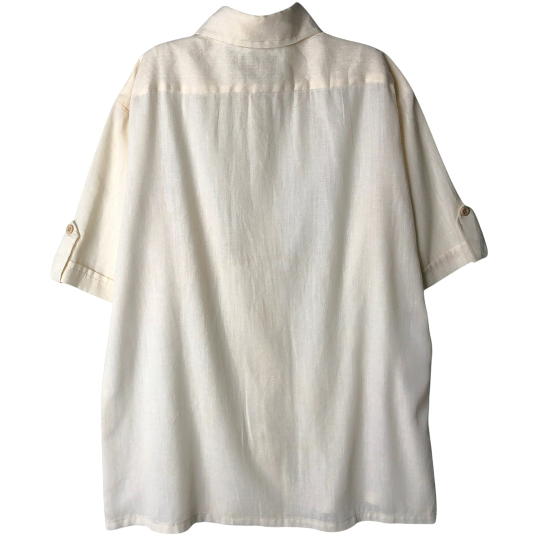 70s-80'S JCPenney Short-Sleeve Box Shirt, Men's Size M (approx.), Vintage unclear ivory Vintage Second Hand