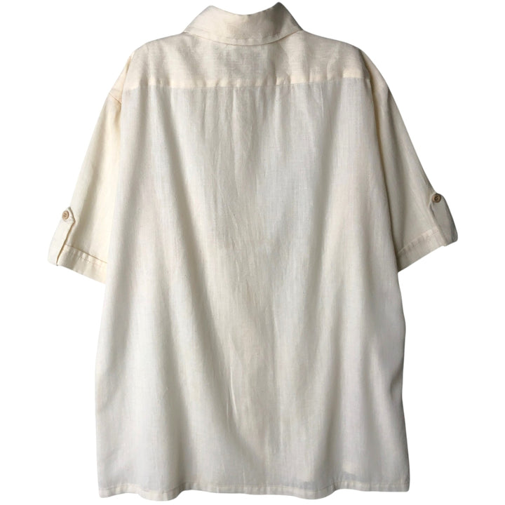 70s-80'S JCPenney Short-Sleeve Box Shirt, Men's Size M (approx.), Vintage unclear ivory Vintage Second Hand