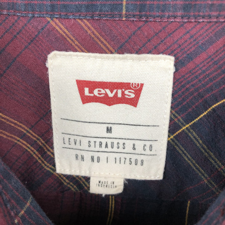 2000'S Levi's short-sleeved button-down check shirt, men's size M (approx.) cotton red type Vintage Second Hand