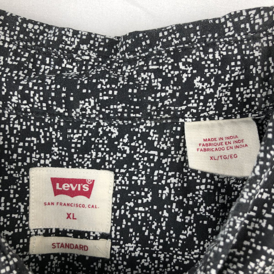 Levi's Standard all-over print short-sleeved cotton shirt, men's size XL equivalent. cotton black type Vintage Second Hand