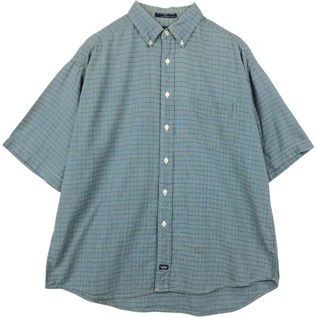90s-00'S Dockers Short-Sleeve Button-Down Check Shirt, Men's Size L (Equivalent), Vintage cotton blue type Vintage Second Hand
