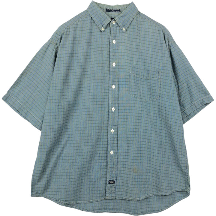 90s-00'S Dockers Short-Sleeve Button-Down Check Shirt, Men's Size L (Equivalent), Vintage cotton blue type Vintage Second Hand