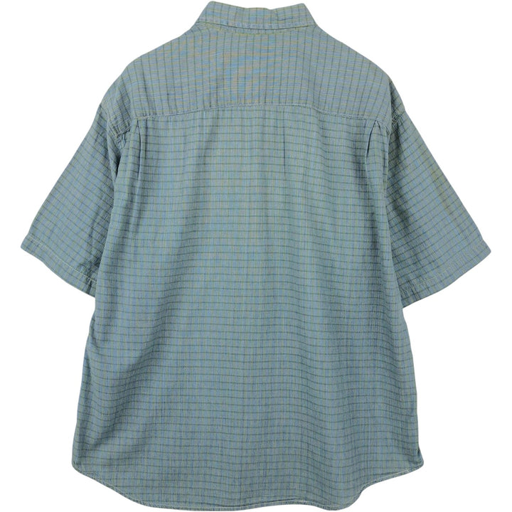 90s-00'S Dockers Short-Sleeve Button-Down Check Shirt, Men's Size L (Equivalent), Vintage cotton blue type Vintage Second Hand