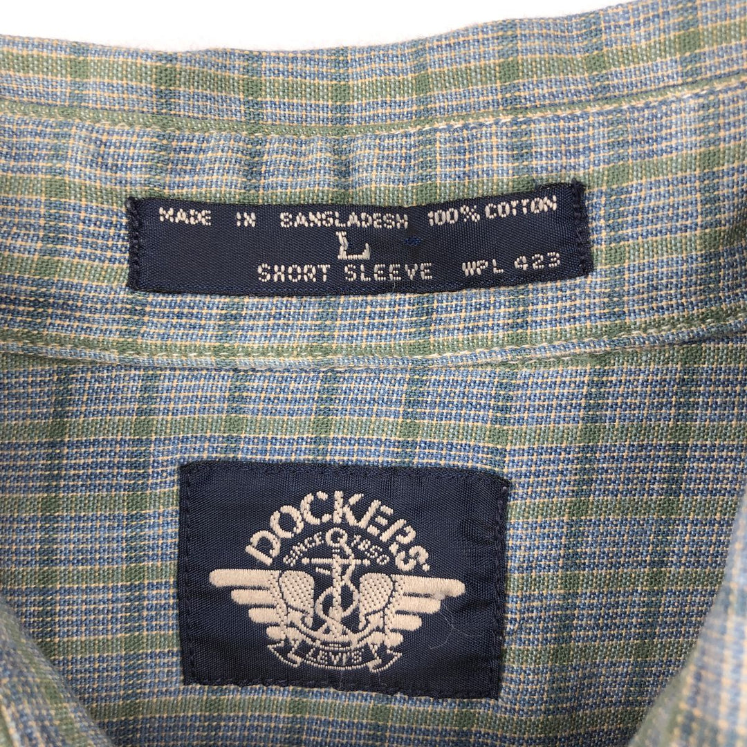 90s-00'S Dockers Short-Sleeve Button-Down Check Shirt, Men's Size L (Equivalent), Vintage cotton blue type Vintage Second Hand