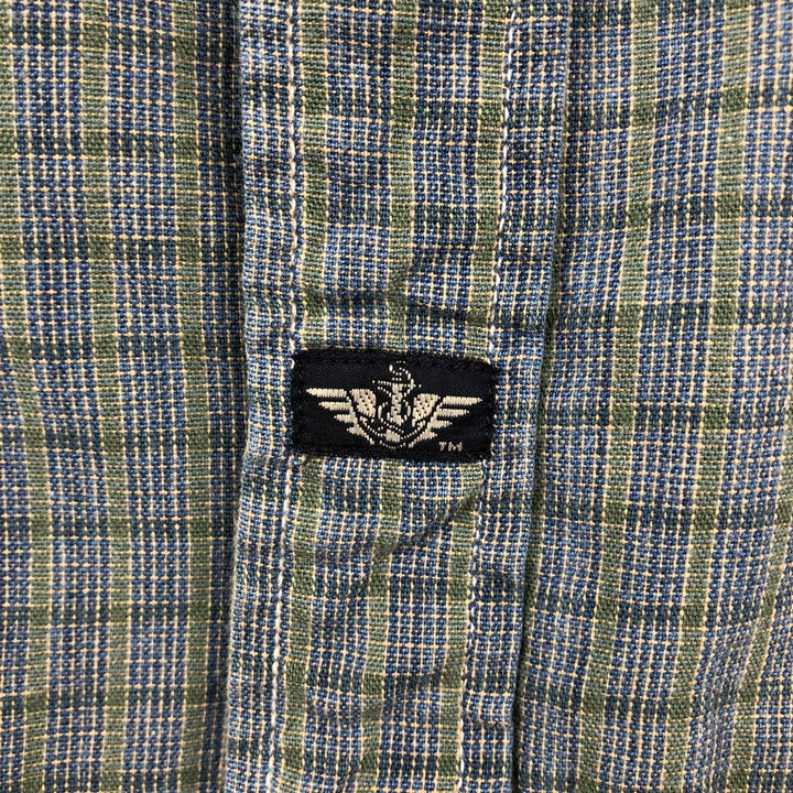 90s-00'S Dockers Short-Sleeve Button-Down Check Shirt, Men's Size L (Equivalent), Vintage cotton blue type Vintage Second Hand