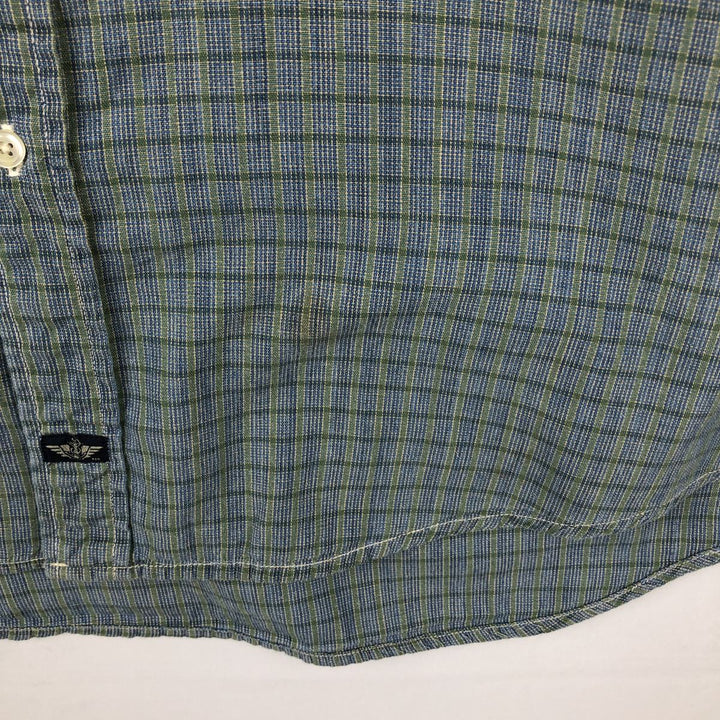 90s-00'S Dockers Short-Sleeve Button-Down Check Shirt, Men's Size L (Equivalent), Vintage cotton blue type Vintage Second Hand