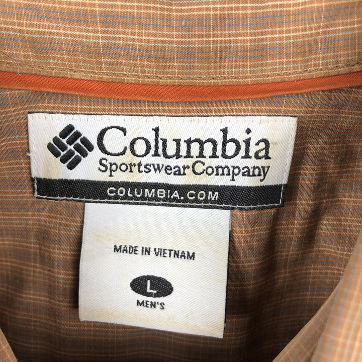 90s-00'S Columbia Short Sleeve Button-Down Check Shirt, Men's Size L cotton brown type Vintage Second Hand