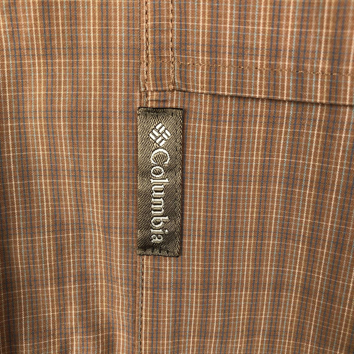 90s-00'S Columbia Short Sleeve Button-Down Check Shirt, Men's Size L cotton brown type Vintage Second Hand