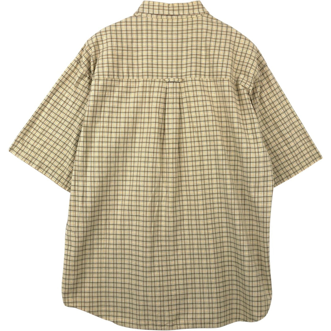90s-00'S Columbia Short-Sleeve Button-Down Check Shirt, Men's Size XL (approx.) cotton Beige type Vintage Second Hand