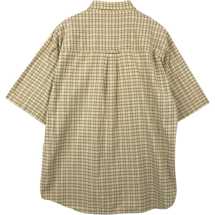 90s-00'S Columbia Short-Sleeve Button-Down Check Shirt, Men's Size XL (approx.) cotton Beige type Vintage Second Hand