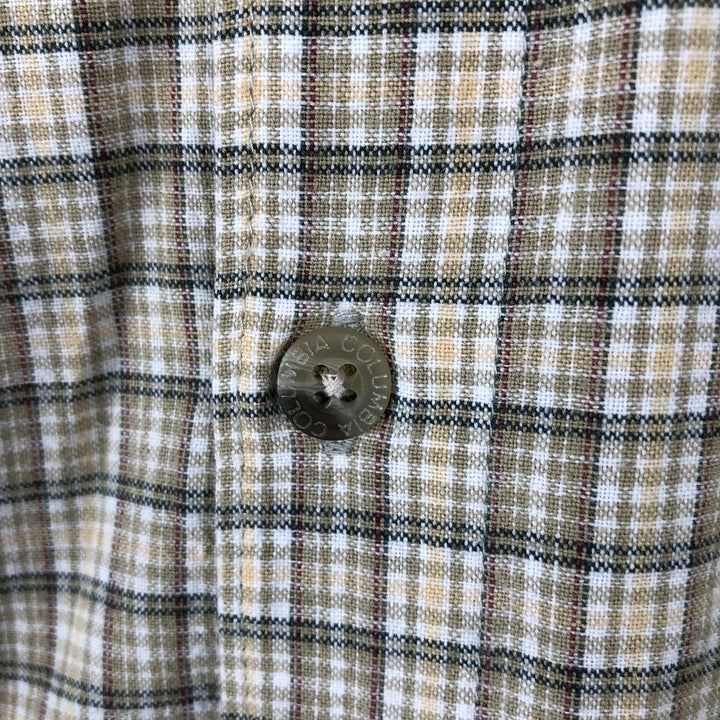 90s-00'S Columbia Short-Sleeve Button-Down Check Shirt, Men's Size XL (approx.) cotton Beige type Vintage Second Hand