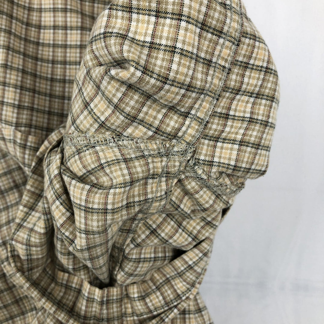 90s-00'S Columbia Short-Sleeve Button-Down Check Shirt, Men's Size XL (approx.) cotton Beige type Vintage Second Hand