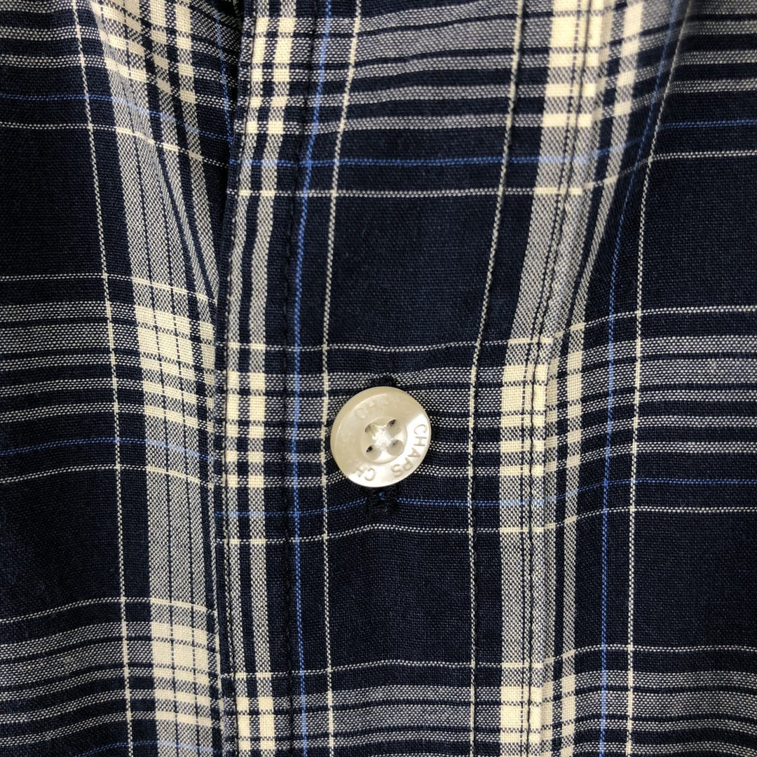 CHAPS EASY CARE Short-Sleeve Button-Down Check Shirt, Men's Size XL (approx.) cotton navy blue type Vintage Second Hand