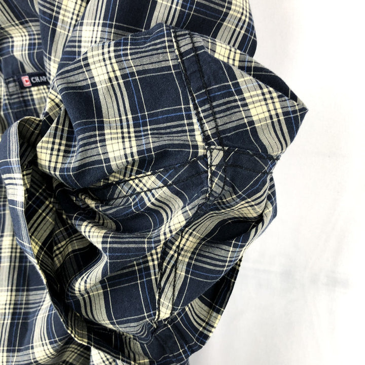 CHAPS EASY CARE Short-Sleeve Button-Down Check Shirt, Men's Size XL (approx.) cotton navy blue type Vintage Second Hand