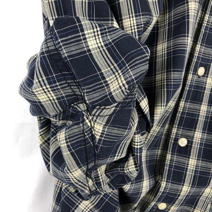 CHAPS EASY CARE Short-Sleeve Button-Down Check Shirt, Men's Size XL (approx.) cotton navy blue type Vintage Second Hand