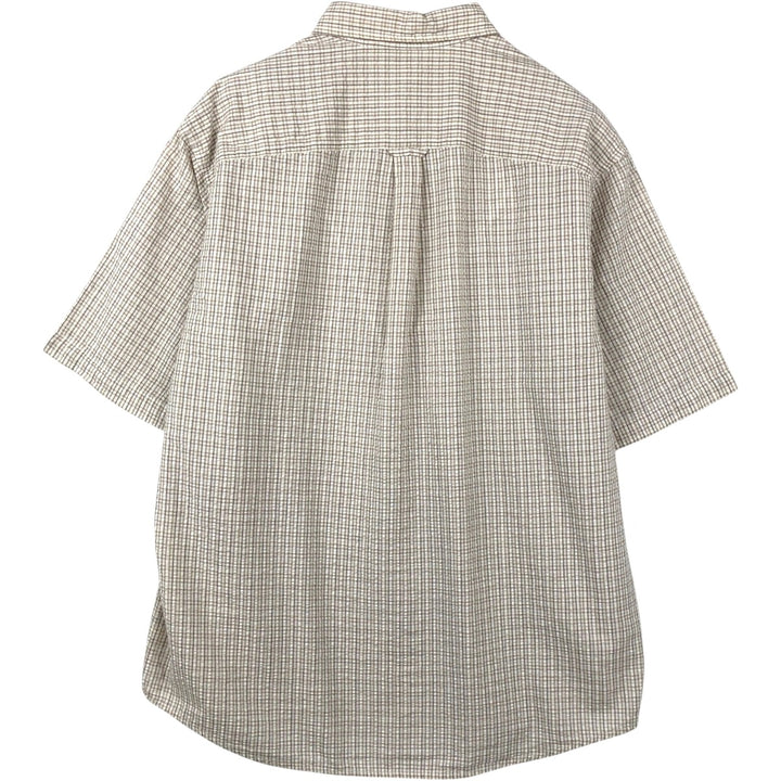 2000'S Columbia Seersucker Short Sleeve Button-Down Check Shirt, Men's XL cotton Beige type Vintage Second Hand