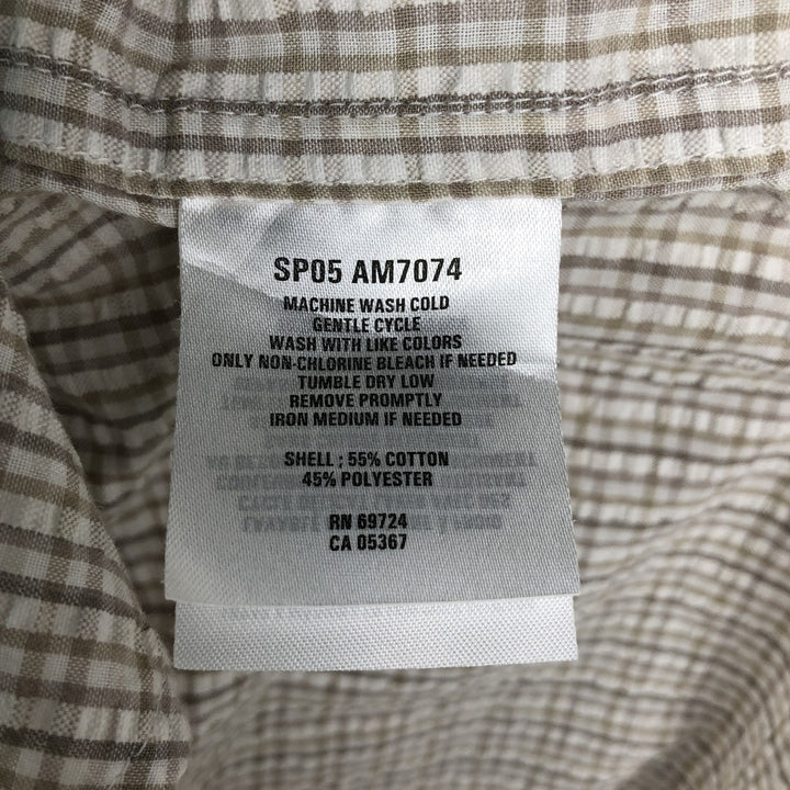2000'S Columbia Seersucker Short Sleeve Button-Down Check Shirt, Men's XL cotton Beige type Vintage Second Hand