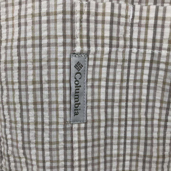 2000'S Columbia Seersucker Short Sleeve Button-Down Check Shirt, Men's XL cotton Beige type Vintage Second Hand