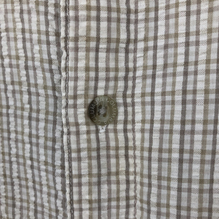 2000'S Columbia Seersucker Short Sleeve Button-Down Check Shirt, Men's XL cotton Beige type Vintage Second Hand