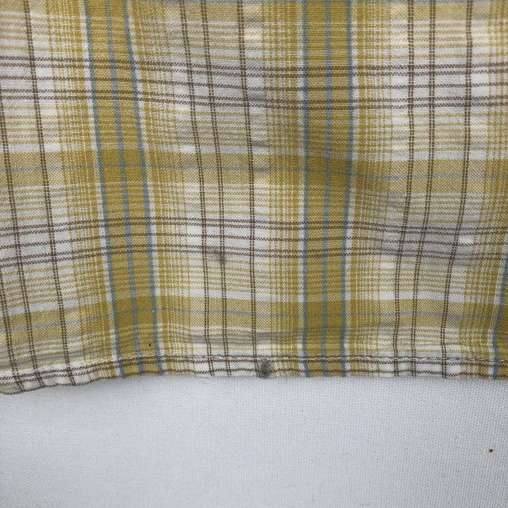 00'S Columbia Short Sleeve Cotton Check Shirt Men's Size L cotton yellow type Vintage Second Hand