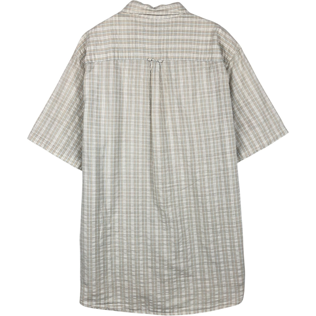 00'S Columbia Short Sleeve Button Down Check Shirt Men's Size L cotton pale white type Vintage Second Hand
