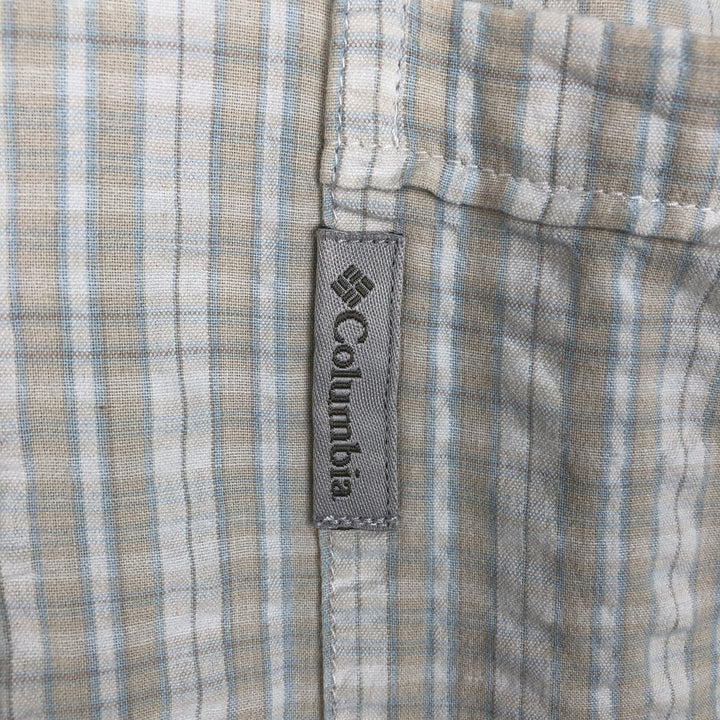 00'S Columbia Short Sleeve Button Down Check Shirt Men's Size L cotton pale white type Vintage Second Hand