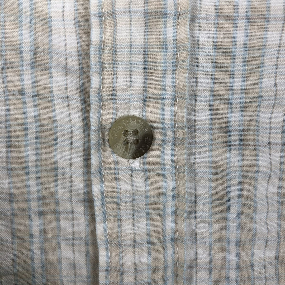 00'S Columbia Short Sleeve Button Down Check Shirt Men's Size L cotton pale white type Vintage Second Hand