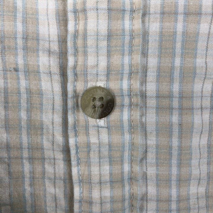 00'S Columbia Short Sleeve Button Down Check Shirt Men's Size L cotton pale white type Vintage Second Hand