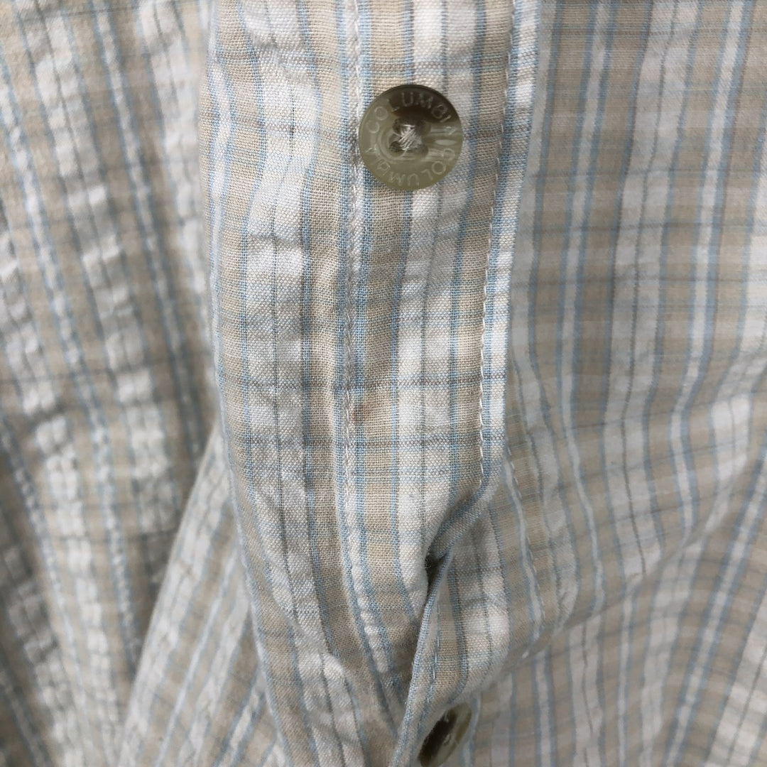 00'S Columbia Short Sleeve Button Down Check Shirt Men's Size L cotton pale white type Vintage Second Hand
