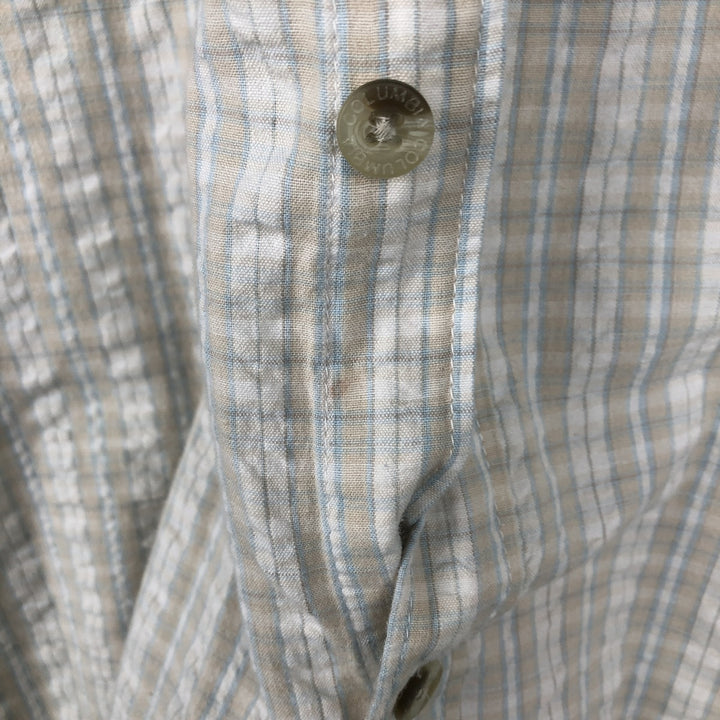 00'S Columbia Short Sleeve Button Down Check Shirt Men's Size L cotton pale white type Vintage Second Hand