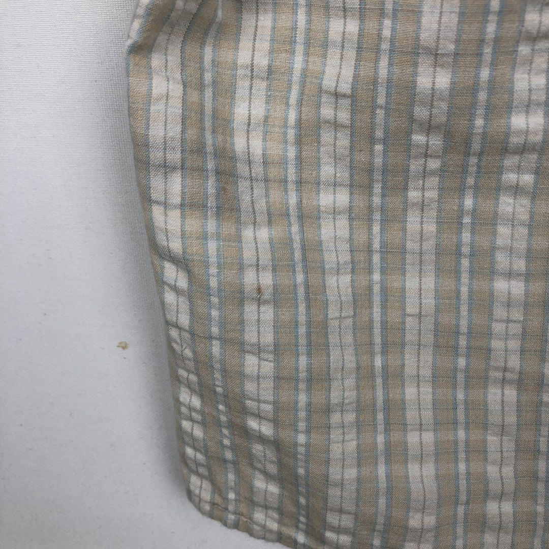 00'S Columbia Short Sleeve Button Down Check Shirt Men's Size L cotton pale white type Vintage Second Hand