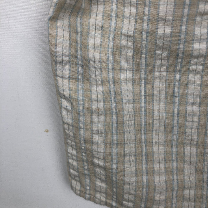 00'S Columbia Short Sleeve Button Down Check Shirt Men's Size L cotton pale white type Vintage Second Hand