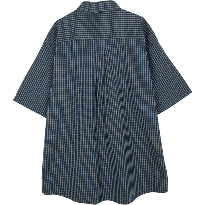 90s-00'S Timberland Check Pattern Short-Sleeve Button-Down Check Shirt, Men's XL (approx.), Vintage cotton navy blue type Vintage Second Hand