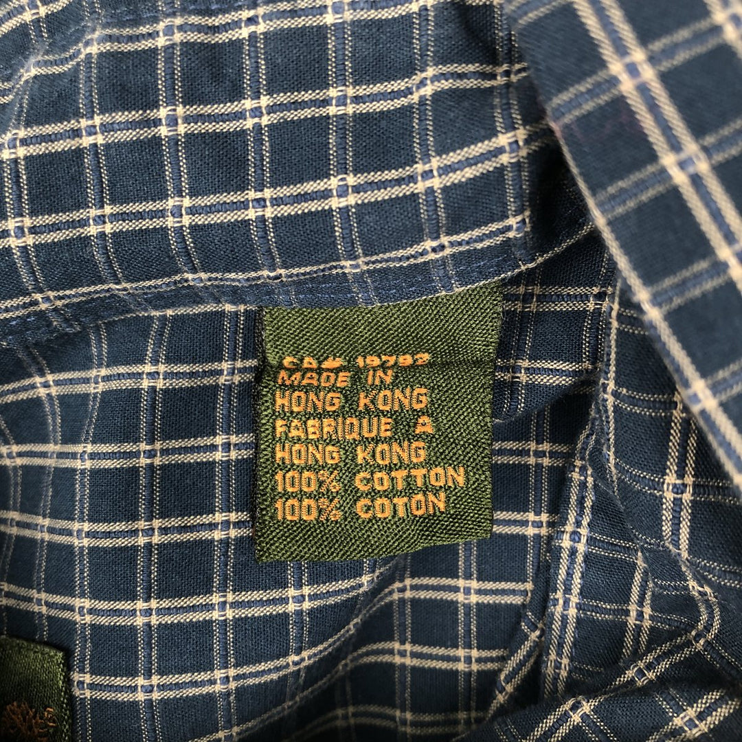 90s-00'S Timberland Check Pattern Short-Sleeve Button-Down Check Shirt, Men's XL (approx.), Vintage cotton navy blue type Vintage Second Hand