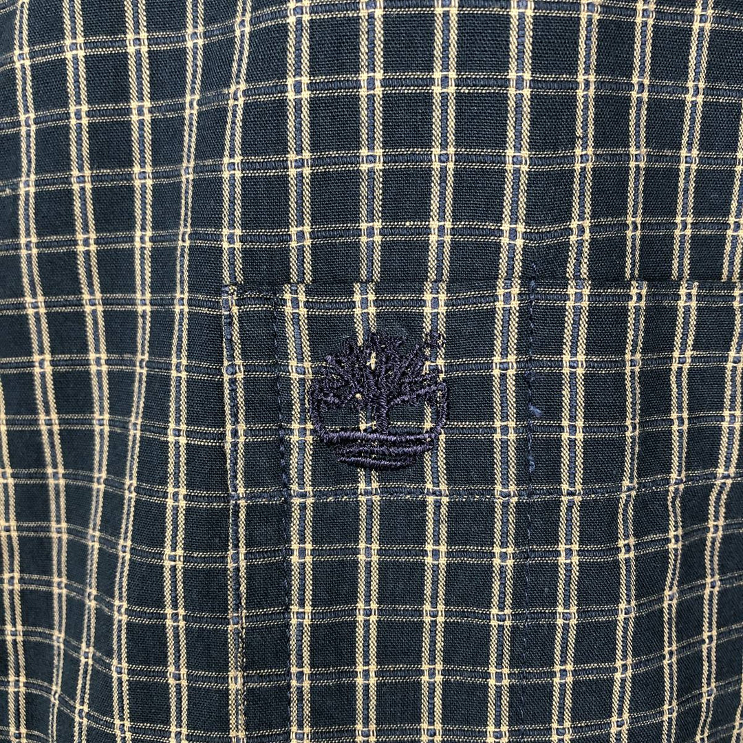 90s-00'S Timberland Check Pattern Short-Sleeve Button-Down Check Shirt, Men's XL (approx.), Vintage cotton navy blue type Vintage Second Hand