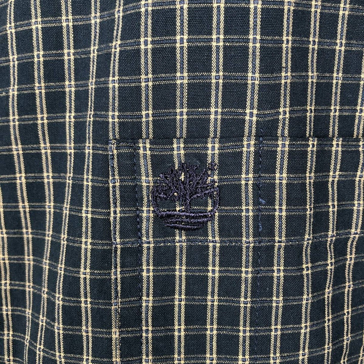 90s-00'S Timberland Check Pattern Short-Sleeve Button-Down Check Shirt, Men's XL (approx.), Vintage cotton navy blue type Vintage Second Hand