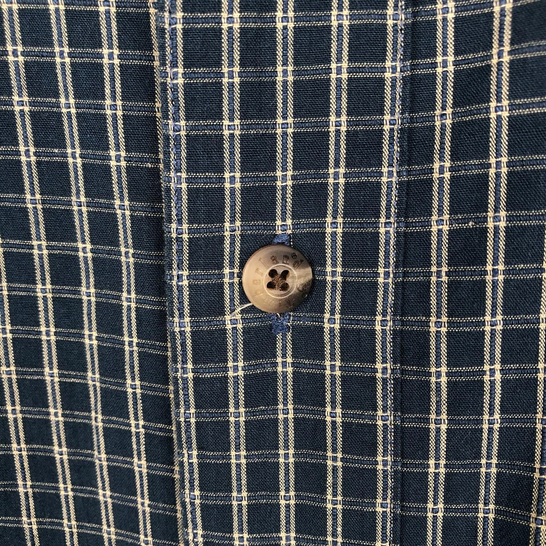 90s-00'S Timberland Check Pattern Short-Sleeve Button-Down Check Shirt, Men's XL (approx.), Vintage cotton navy blue type Vintage Second Hand