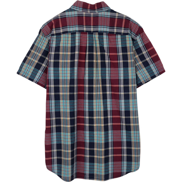 GAP Short-Sleeve Cotton Check Shirt, Men's Size L (approx.) cotton navy blue type Vintage Second Hand