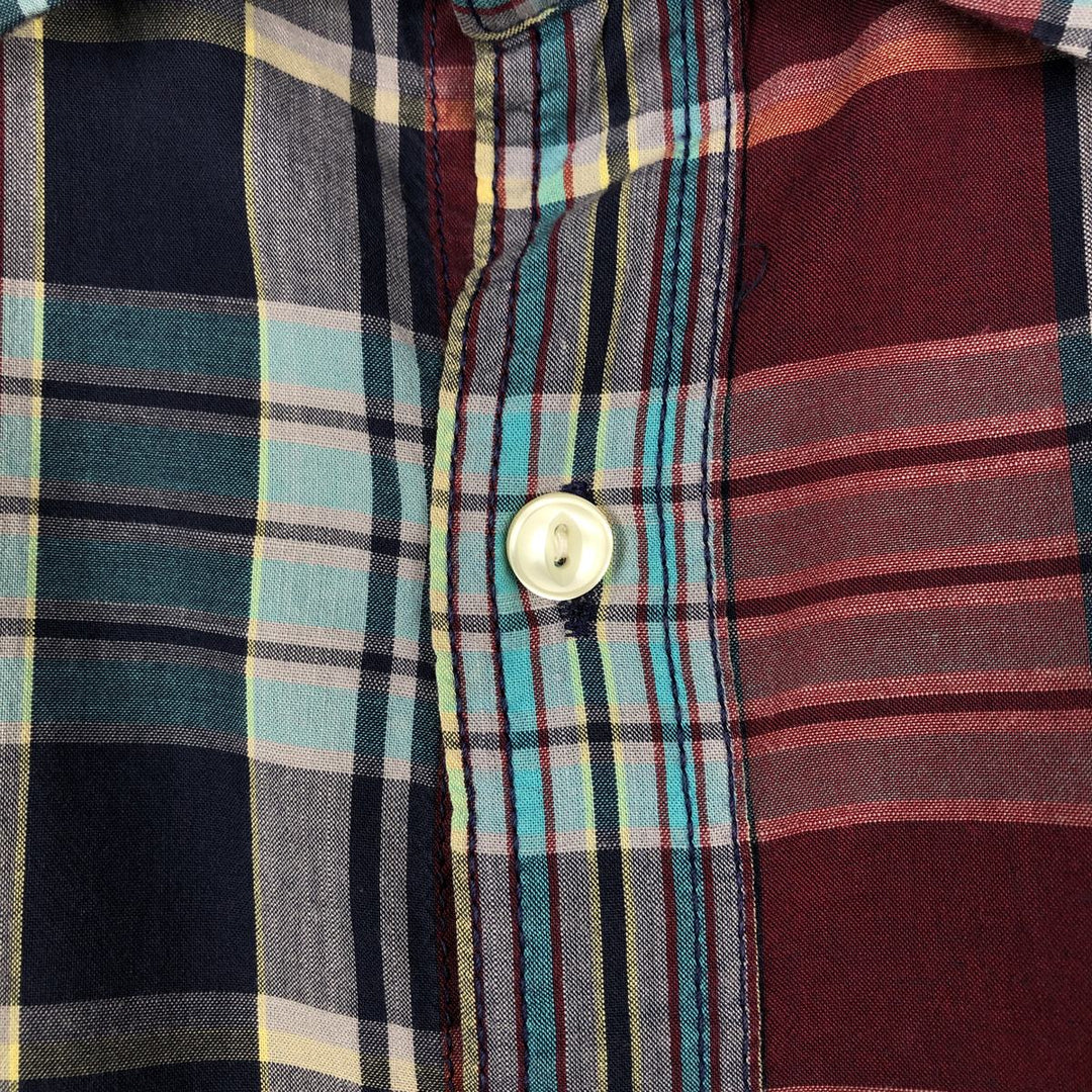 GAP Short-Sleeve Cotton Check Shirt, Men's Size L (approx.) cotton navy blue type Vintage Second Hand