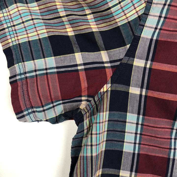 GAP Short-Sleeve Cotton Check Shirt, Men's Size L (approx.) cotton navy blue type Vintage Second Hand