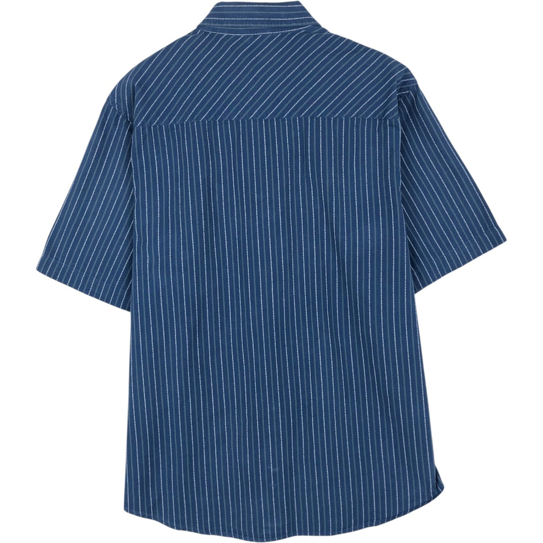 Levi's Stripe Pattern Short-Sleeve Cotton Shirt, Men's Size M (approx.) cotton Navy blue Vintage Second Hand