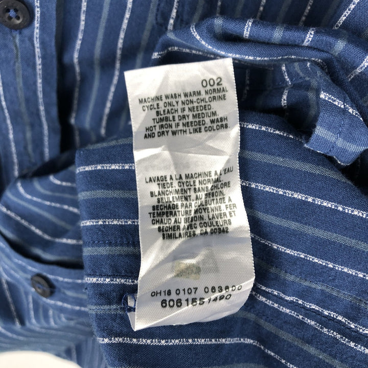 Levi's Stripe Pattern Short-Sleeve Cotton Shirt, Men's Size M (approx.) cotton Navy blue Vintage Second Hand