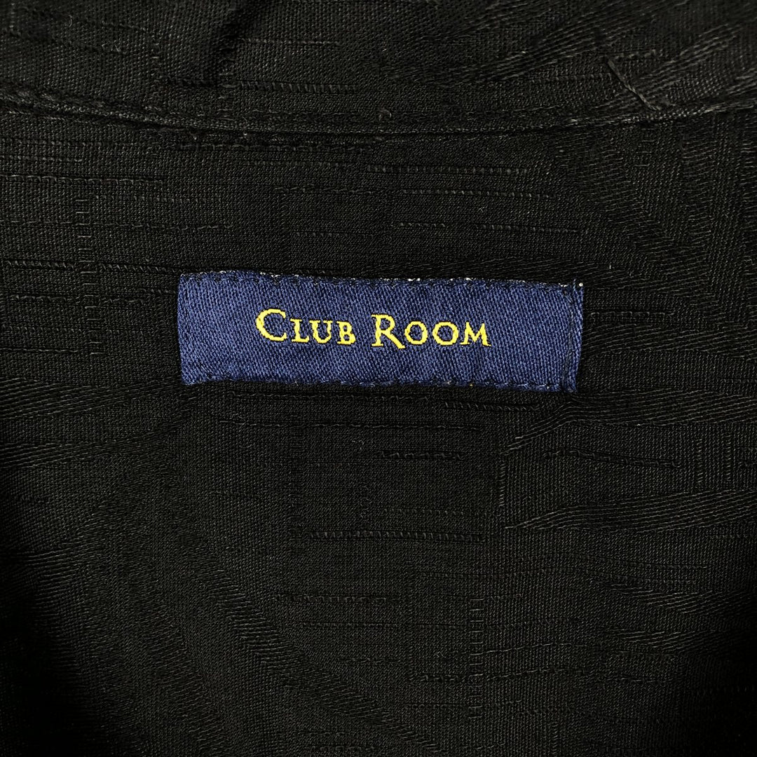 CLUB ROOM Leaf Pattern Short-Sleeve Open Collar Rayon Shirt, Boxy Shirt, Men's Size XL Rayon black type Vintage Second Hand