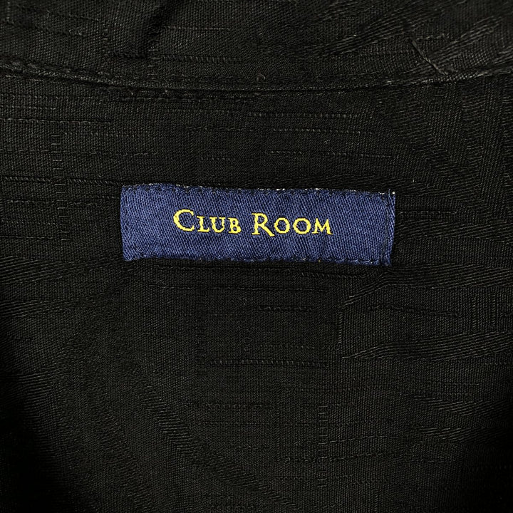 CLUB ROOM Leaf Pattern Short-Sleeve Open Collar Rayon Shirt, Boxy Shirt, Men's Size XL Rayon black type Vintage Second Hand