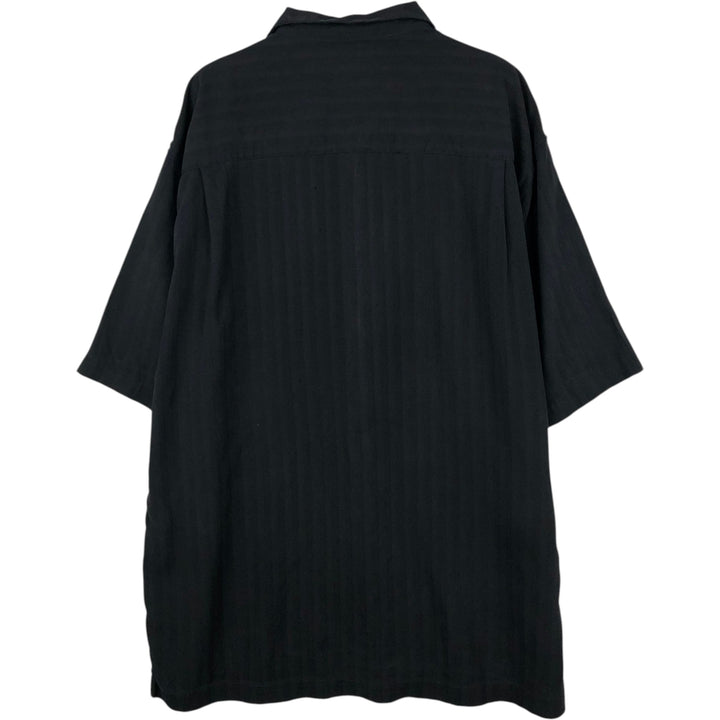 Tommy Bahama Stripe Pattern Short-Sleeve Open Collar Silk Shirt, Boxy Fit, Men's Size L (approx.) silk black type Vintage Second Hand