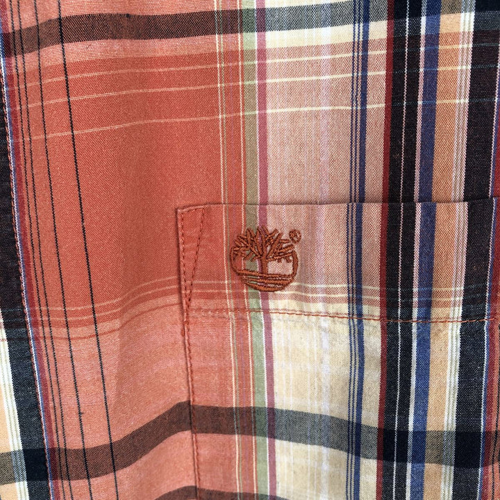 Vintage 90s-00'S Timberland short-sleeved cotton checkered box shirt, men's size XL cotton orange type Vintage Second Hand