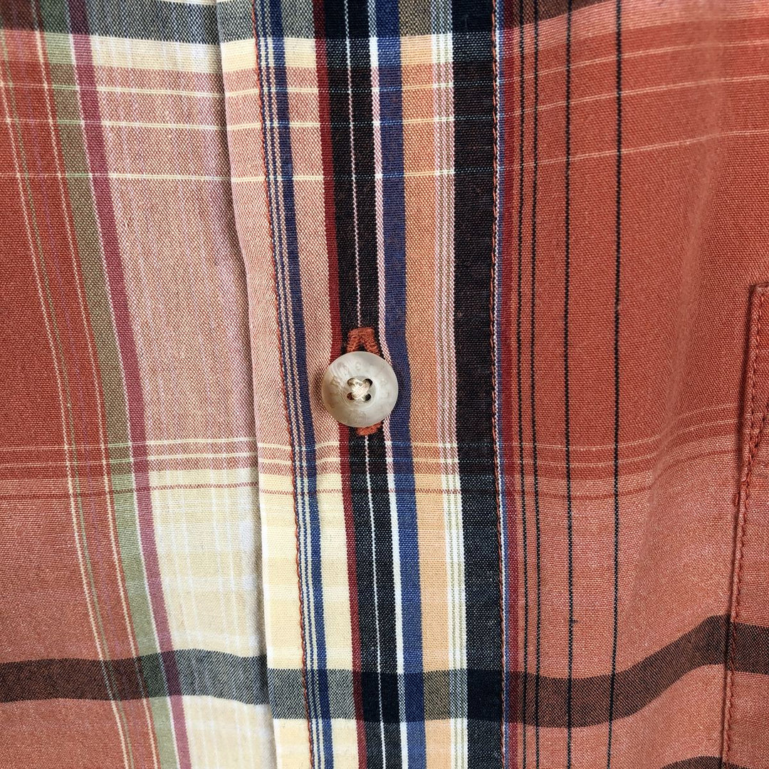 Vintage 90s-00'S Timberland short-sleeved cotton checkered box shirt, men's size XL cotton orange type Vintage Second Hand