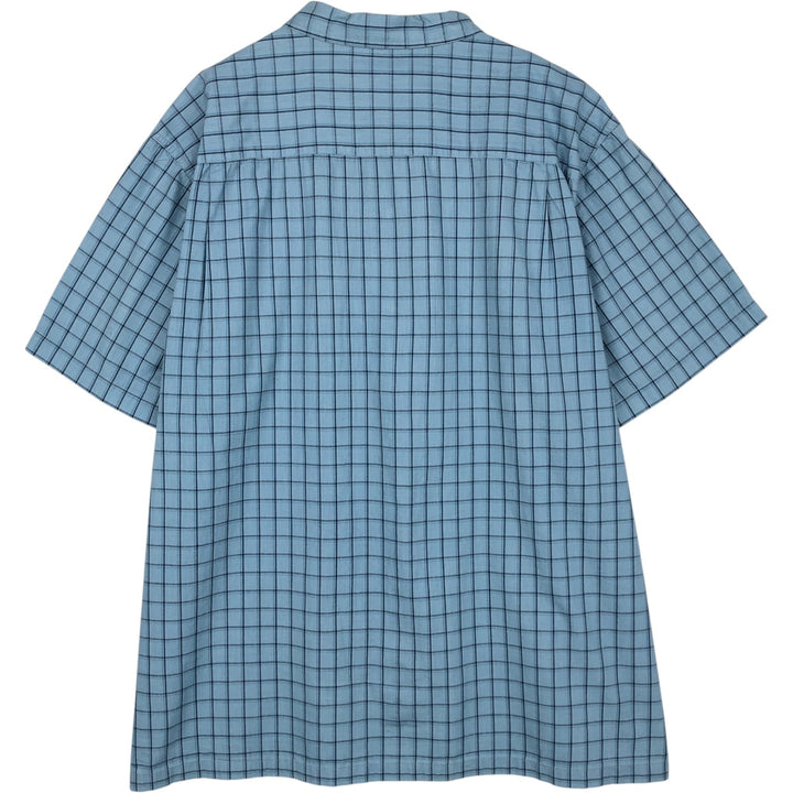 2000'S Columbia Short Sleeve Cotton Check Box Shirt, Men's XL cotton Blue type light blue Vintage Second Hand